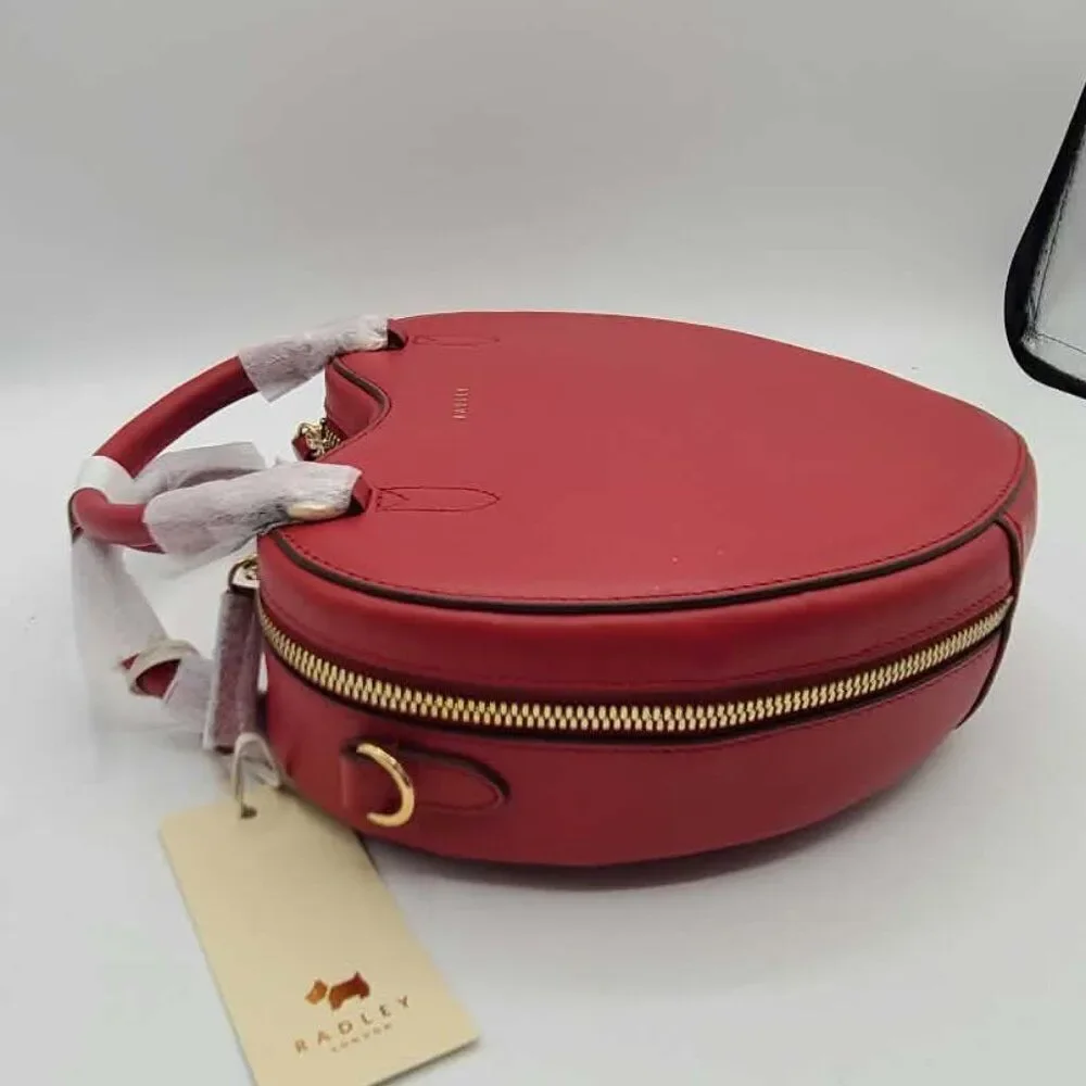 Radley London Small Red Leather Heart Zip Top Crossbody NWT! NEW!